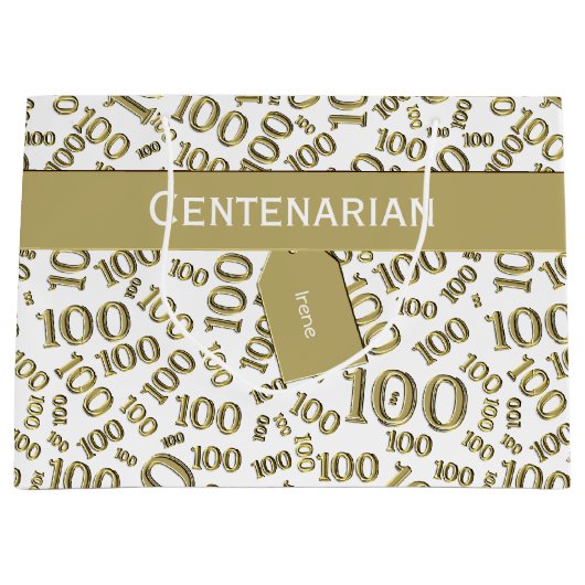 honderdste 100ste gouden willekeurig nummerpatroon groot cadeauzakje (Voorkant)