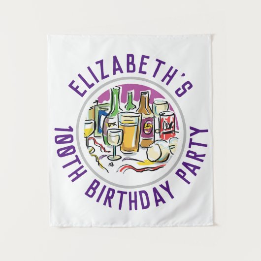 Honderdste verjaardag Tapijt Wandkleed (Voorkant)