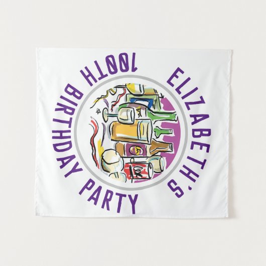 Honderdste verjaardag Tapijt Wandkleed (Voorkant (horizontaal))