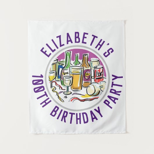 Honderdste verjaardag Wandtapijt Vieren Wandkleed (Voorkant)