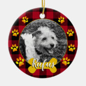 Hondfoto, familiepuppy, bot, poten, buffelstang keramisch ornament (Voorkant)