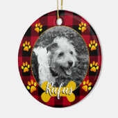 Hondfoto, familiepuppy, bot, poten, buffelstang keramisch ornament (Links)