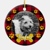 Hondfoto, familiepuppy, bot, poten, buffelstang keramisch ornament (Achterkant)