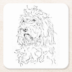Hondillustratie, Cute Art Cockapoo Kartonnen Onderzetters