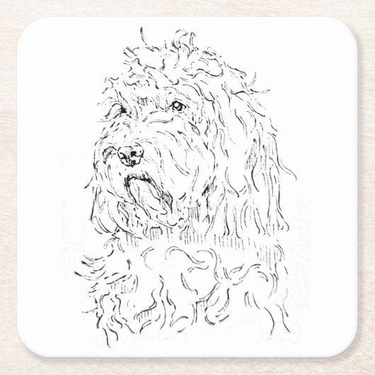 Hondillustratie, Cute Art Cockapoo Kartonnen Onderzetters (Voorkant)