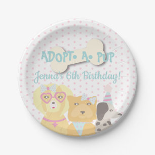Hondje Adopteer Feestje Papieren Bordje