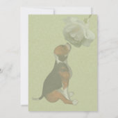 Hondje Beagle Witte Roos Cute Dierenfeestje Kaart (Achterkant)