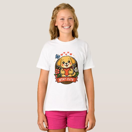 Hondje blijf schattig t-shirt (Voorkant volledig)