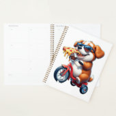 hondje dat op een fiets rijdt en pizza eet planner (Display)