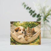 Hondje en Kitten, Briefkaart (Staand voorkant)