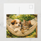 Hondje en Kitten, Briefkaart (Voorkant / Achterkant)