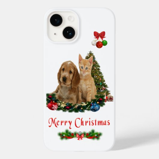 Hondje en kitten iphone 14 hoesje (Achterkant)
