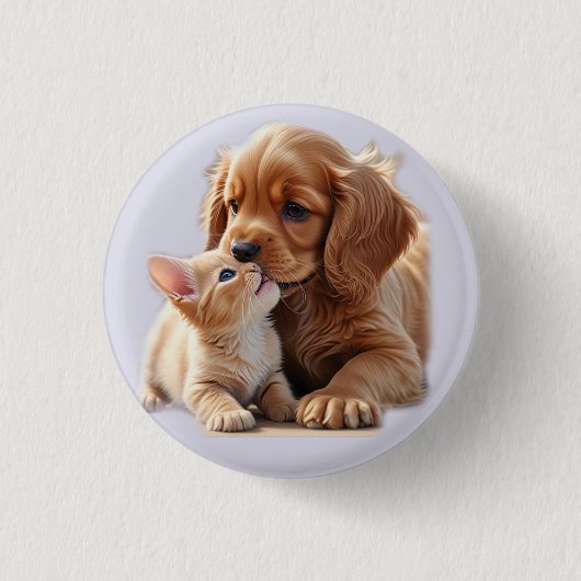 Hondje en Kitten Ronde Button 3,2 Cm (Voorkant)