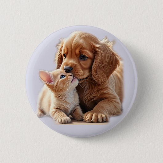 Hondje en Kitten Ronde Button 5,7 Cm (Voorkant)