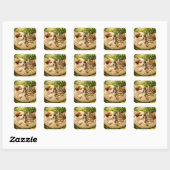 Hondje en Kitten, Vierkante Sticker (Vel)
