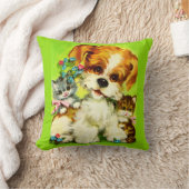 Hondje en lachende katjes print kussen (Deken)