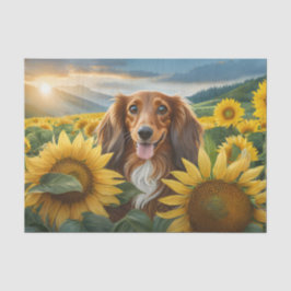 Hondje houdt van zonnebloemen Bruine Langharige Da Tissuepapier