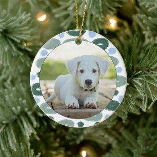 Hondje Huisdier Kleurrijk Blauw Groen Patroon Foto Keramisch Ornament