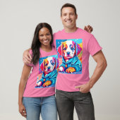 Hondje in Blauwe Jas Ontwerp T-shirt (Unisex)