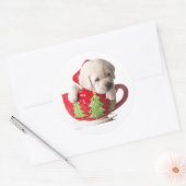 HONDJE IN EEN Beker KERSTSTICKERS Ronde Sticker (Envelop)