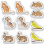 Hondje Kat Hamster Vogel Konijn Knuffeldieren Sticker (Voorkant)