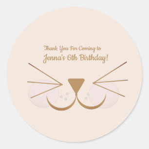 Hondje Kitten Gezicht Feest Favor Ronde Sticker