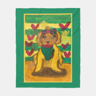 Hondje "Kunst door kinderen" Fleece Deken