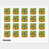 Hondje "Kunst door Kinderen" Vierkante Sticker (Vel)