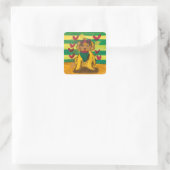 Hondje "Kunst door Kinderen" Vierkante Sticker (Tas)
