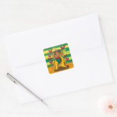 Hondje "Kunst door Kinderen" Vierkante Sticker (Envelop)