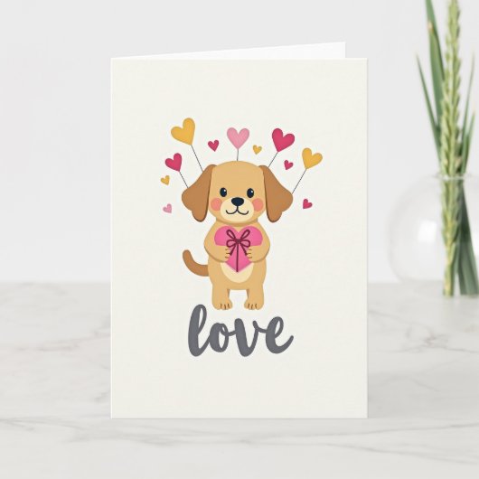 Hondje Liefde Hartelijk Kaart (Voorkant)