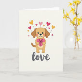 Hondje Liefde Hartelijk Kaart (Gele Bloem)
