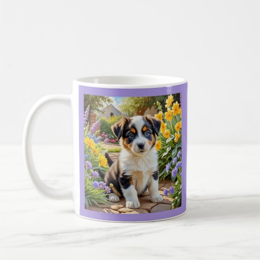 Hondje met Bloemen Koffiemok (Links)