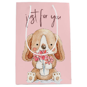 Hondje met Bloemen Medium Cadeauzakje