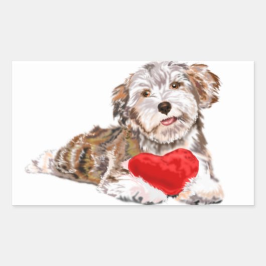 Hondje met Hart Cadeau Sticker Liefde (Voorkant)