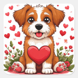 Hondje Met Hart Voor Hondenliefhebbers Vierkante Sticker