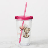 Hondje met hartballonnen acryl drinkbeker (Achterkant)