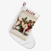  hondje met Holly Christmas kous Grote Kerstsok (Voorkant (Hangend))