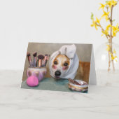 Hondje met make-up lege kaart (Gele Bloem)