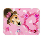 Hondje Met Roze Lint - Liefde Magneet (Horizontaal)