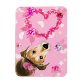 Hondje Met Roze Lint - Liefde Magneet (Verticaal)