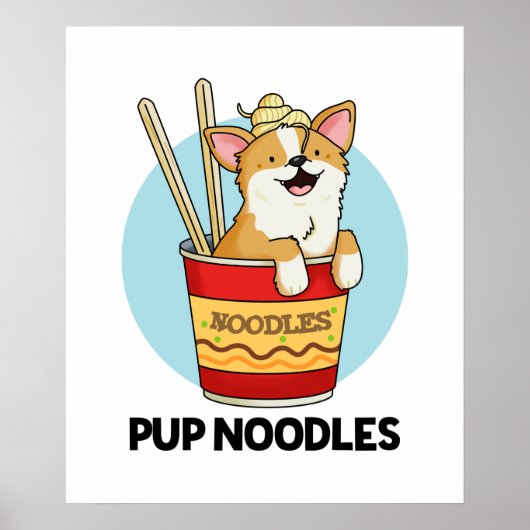 Hondje Noedels Grappige Cup Noodles Woordspeling Poster (Voorkant)
