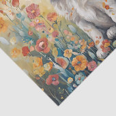 Hondje Omringd door Bloemen Decoupage Tissuepapier (Detail)