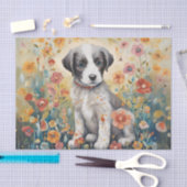 Hondje Omringd door Bloemen Decoupage Tissuepapier (Craft)
