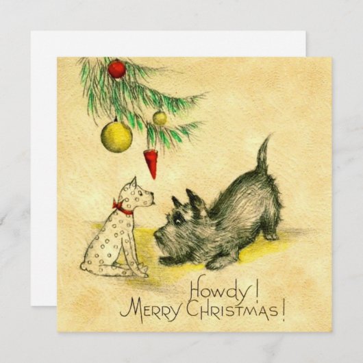  hondje onder kerstboom feestdagenkaart (Voorkant / Achterkant)