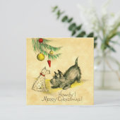  hondje onder kerstboom feestdagenkaart (Staand voorkant)