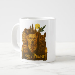 Hondje Pawter Vintage 90s Grafische Retro Tovenaar Grote Koffiekop