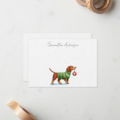 Hondje Persoonlijke Kerstkaart Notitiekaartje (Voorkant / Achterkant in situ)