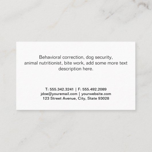 Hondje Poot | Leren Achtergrond Visitekaartje (Achterkant)
