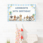 Hondje roept alle feestbeesten verjaardag  spandoek (Insitu)
